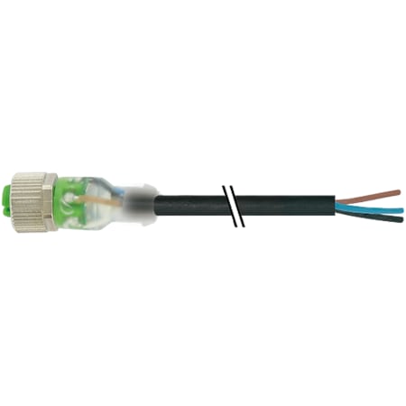 Murrelektronik M12 female 90 Degree with cable LED, PUR 4x0.34 ye UL/CSA 3m 7000-12261-6130500